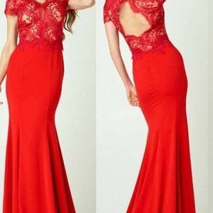 Nicole Bakti AIda Red Evening Gown
